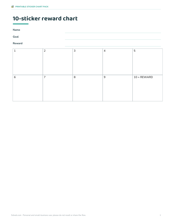 Preview of Printable Count-to-a-Reward Charts