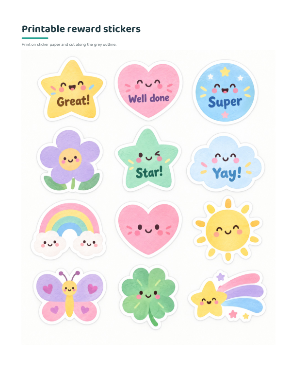 Preview of Printable Sticker Chart Stickers