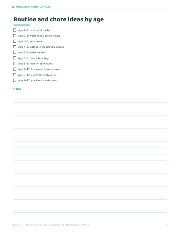 Preview of Printable Routine Ideas Chart